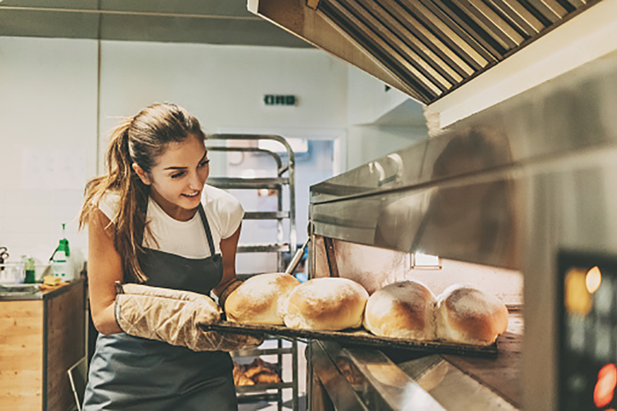 Baking Loaves in Industrial Oven